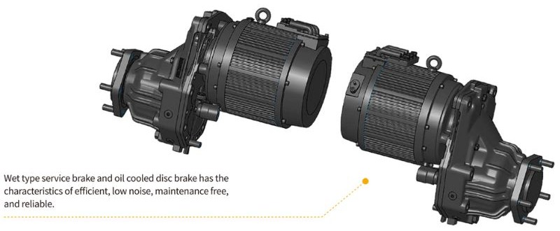 Hệ thống dẫn động cầu trước 2 motor xe nâng điện lithium 3 bánh 1.5 tấn